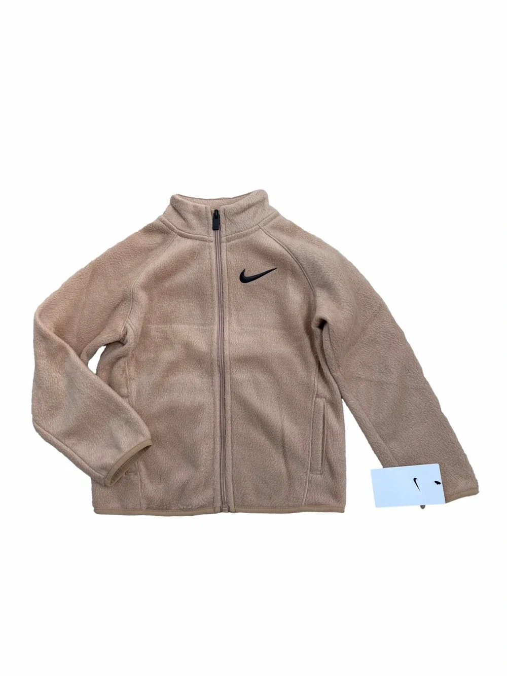 Nike NWT Boys Size 6 Tan Fleece Full Zip Lightweight Jacket with Pockets
